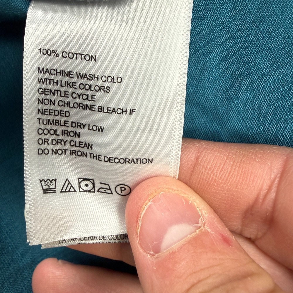 Tommy Bahama Shirt Mens Medium Dark Teal Blue Cotton Button Up Resort Travel - Picture 11 of 12